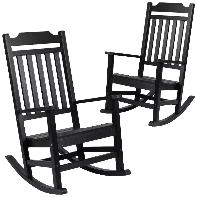 Merrick Lane Set of 2 Poly Resin Indoor/Outdoor Rocking Chairs