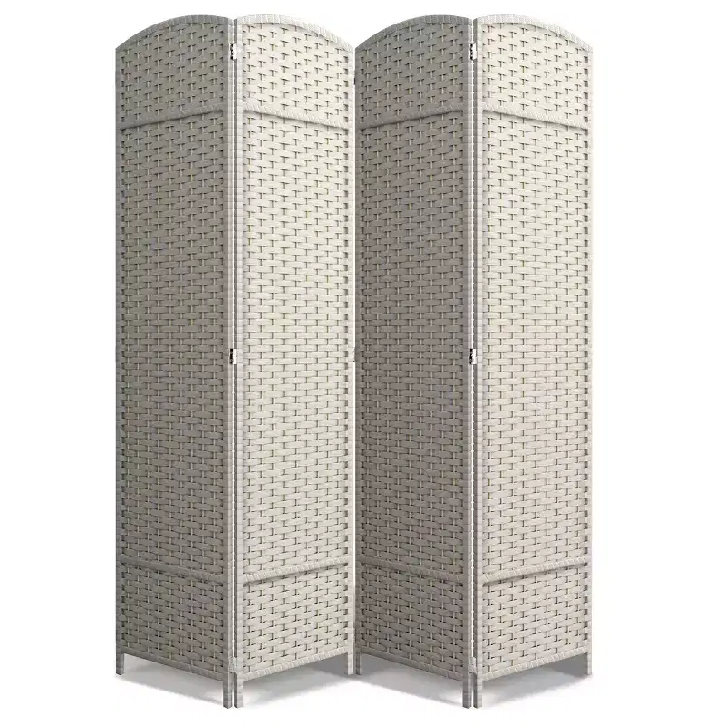 4 Panel Room Divider, 6 ft. Tall Extra Wide Double Hinged Panels - Folding Privacy Screens