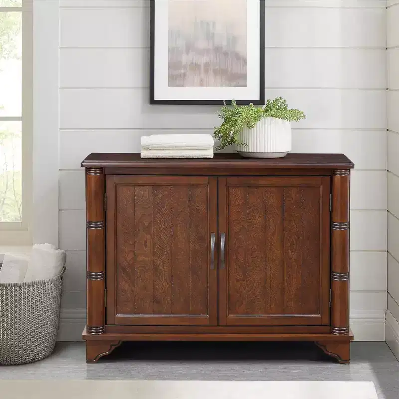 Cabinet Console Table with Storage, Wooden Sofa Table Storage Cabinet with Adjustable Storage Shelf, Retro Entryway Table for Entryway