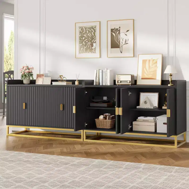 Storage Accent Sideboard with 4 Doors Modern Buffet Table for Living Room Kitchen Dining Room