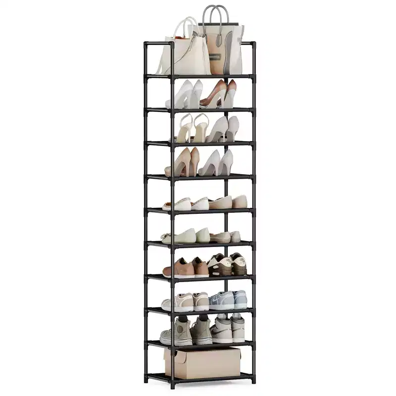 10-Tier Shoe Rack, Shoe Organizer, Shoe Racks for Closet, Metal Frame Shoe Shelf for Entryway, Tall Shoe Rack, Wide Shoe Racks, One Row