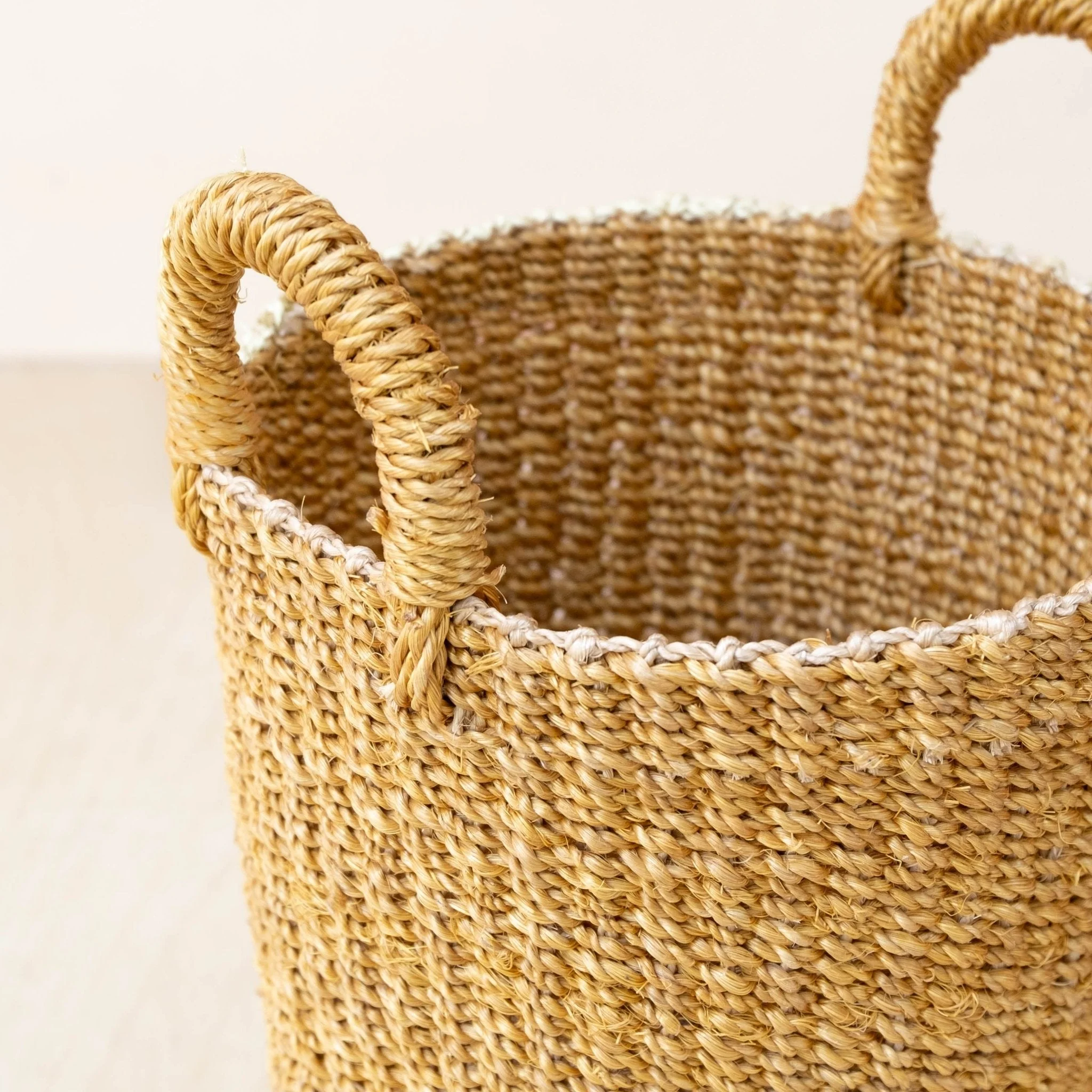 Mustard Tall Woven Basket Vase - Wicker Basket