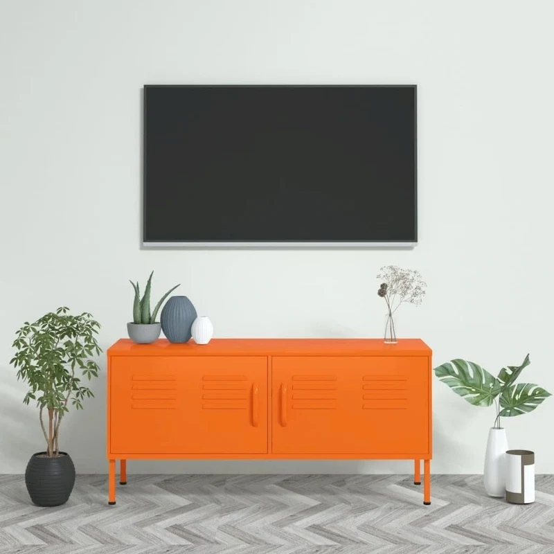 vidaXL TV Stand TV Unit Sideboard Home TV Console Media Unit Cupboard Steel - 41.3 x 13.8 x 19.7