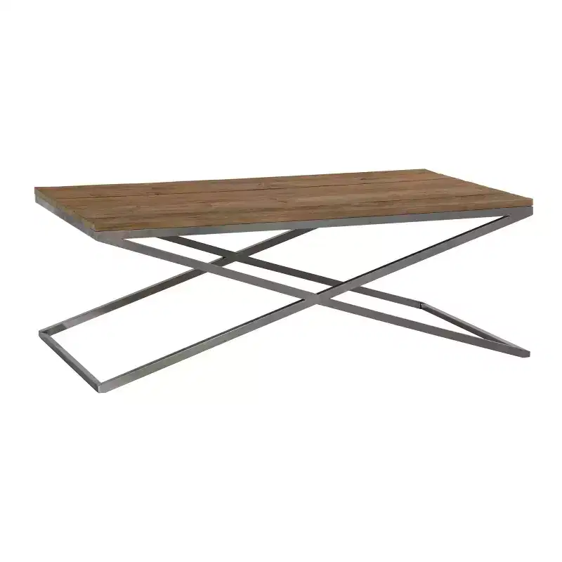 Savannah 53" Wide Rectangular Wood and Metal Coffee Table Natural