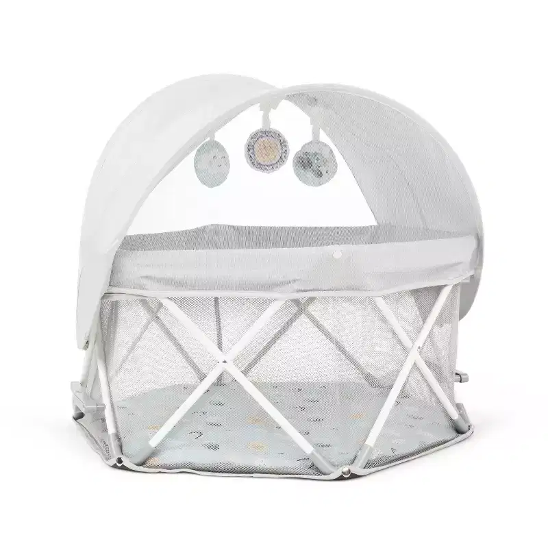 Portable Infant Activity Center: Metal Frame, 15 lb Capacity, Folds for Transport & Storage