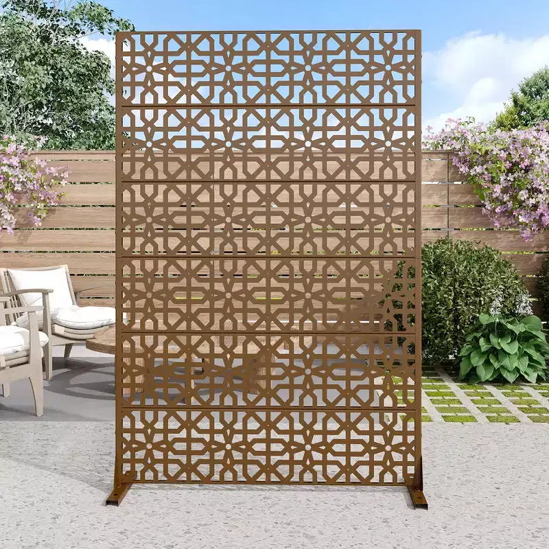 MAYEERTY Galvanized Steel Room Divider Outdoor and Indoor Divider with Free Standing Privacy Screen for Balcony Patio