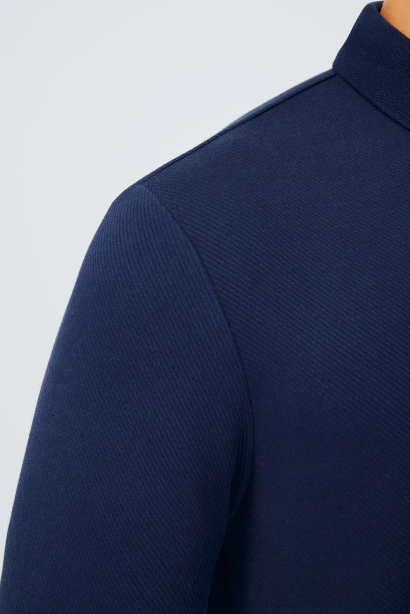 Jacquard Long Sleeve Polo – Navy