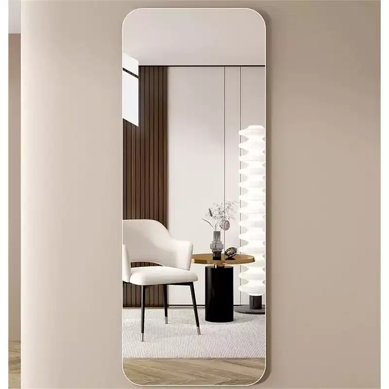 60 x 15 Inch Clear Round Corner Full Length Wall Mirror for Living Room Bedroom Cloakroom Wall Hanging with Hanging Hole