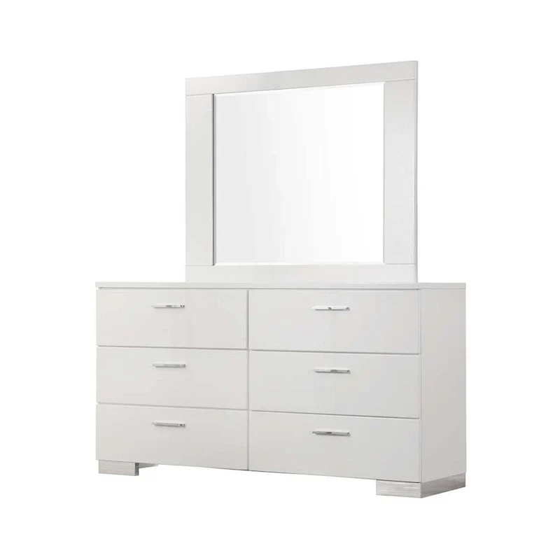 August Glossy White 6-piece Panel Bedroom Set