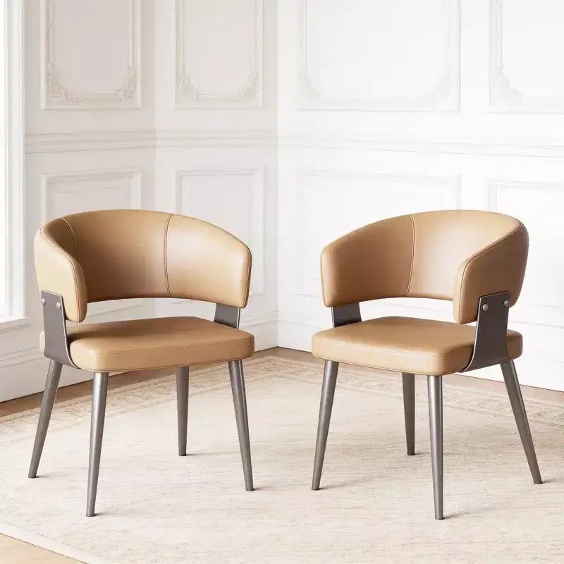 Gaoyangjiaju Modern Upholstered Dining Chair with Curved Barrel Back and Sturdy Metal Legs - Chic Side Chair for Dining Room & Office