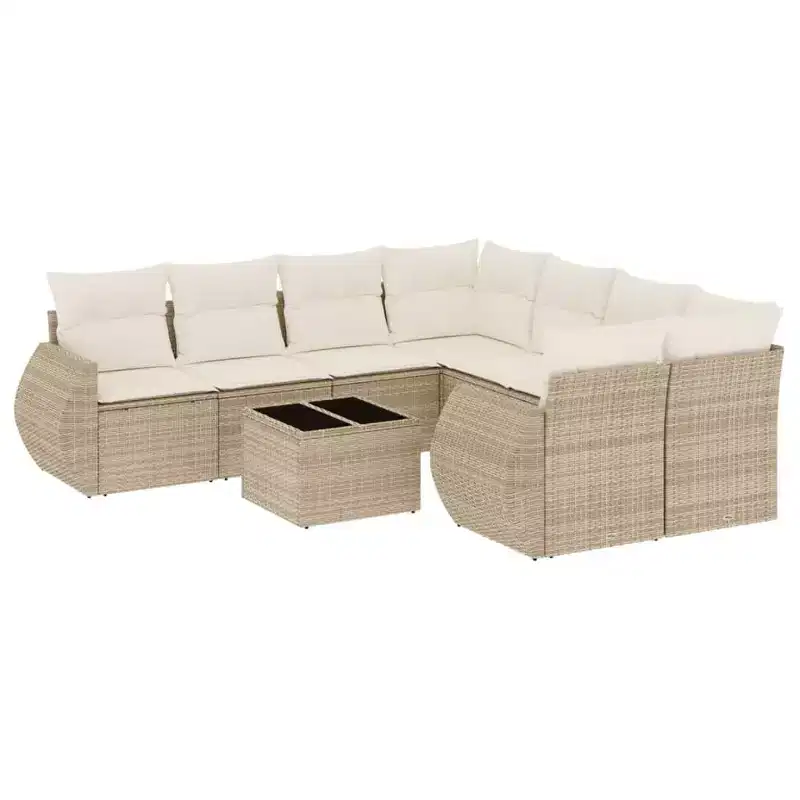 vidaXL Patio Sofa Set with Cushions - Modern Poly Rattan Outdoor Furniture