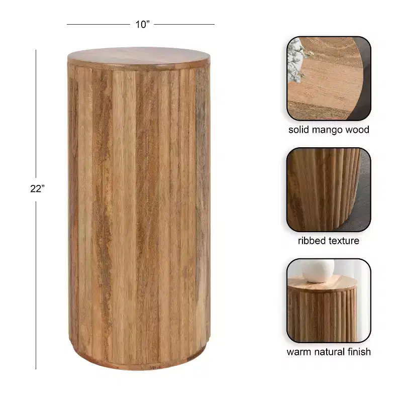 Kate and Laurel Reid Wood Drink Table, 10x10x22, Natural