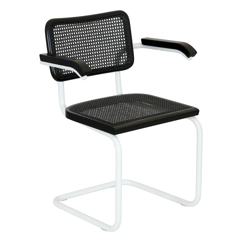 Cesca Cane Cantilever Armchair with White Steel Frame