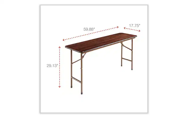 Wood Folding Table, Rectangular, 59.88w x 17.75d x 29.13h, Mahogany
