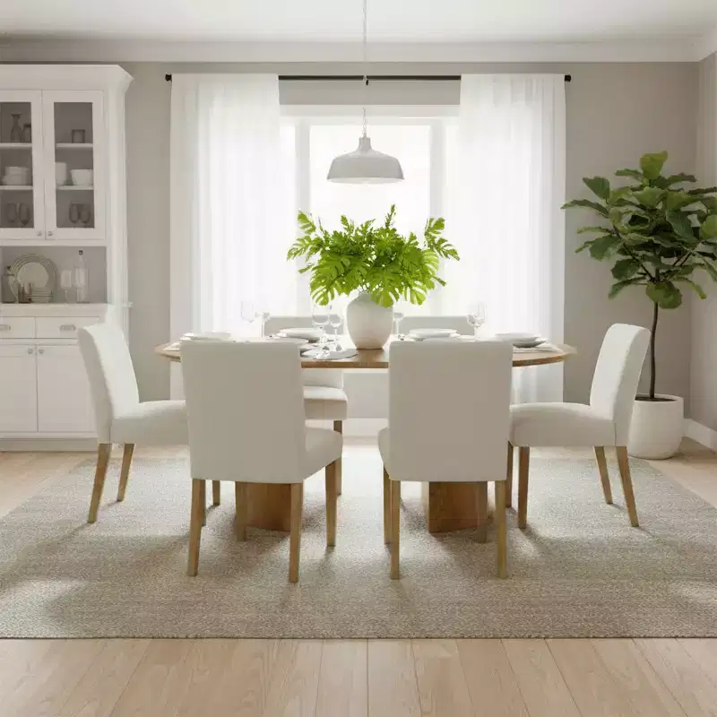 47-83 Extendable Dining Table Set for 6, Natural Wood-Tone Table and 6 Linen Armless Chairs with Solid Wood Legs for Dining Room-Panipeachy