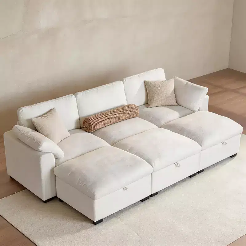 Dyonery 120 Oversized Cloud Modular Sectional Sofa for Living Room,Down-Filled Wide Deep Seat Couch,Solid Wood Frame,Tool Free Assembly,Dark Gray