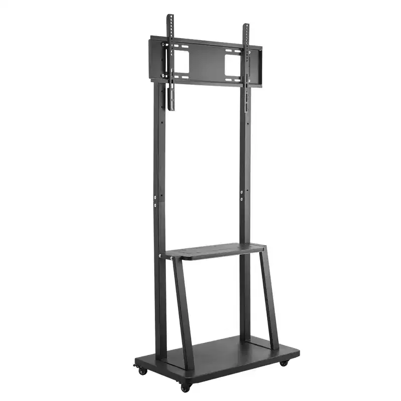 VEVOR Rolling TV Stand, Mobile TV Cart for 32-75 Inch Screens, Height Adjustable Portable Monitor Stand with Tray, Holds up to 150 lbs, Black