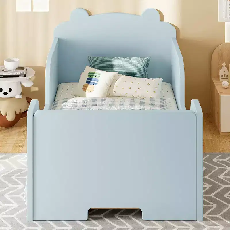 GDFStudio Avery Wood Bear-Shaped Baby Floor Bed with Rounded Corners