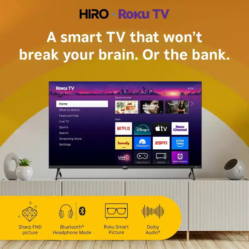Hiro Roku TV 40 1080p Full HD Smart TV Flat Screen LED Television with Roku TV and Dolby Audio for Streaming