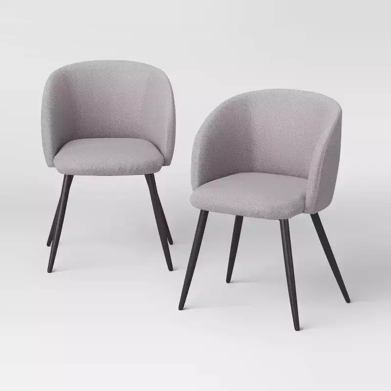 Set of 2 Upholstered Barrel Back Dining Chairs with Metal Base Dining Chair Gray - Room Essentials™