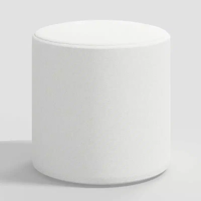 Round Ottoman in Textured Linen