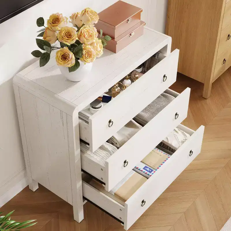Dresser for Bedroom, Chest of Dressers, 30 Tall Dresser for Closet with 3 Drawers, Nightstand Large Clothes Storage Cabinet for Bedroom, Nursery