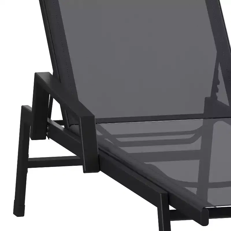 Emma and Oliver Textilene Adjustable 5 Position Patio Chaise Lounge with Armrests and Metal Frame