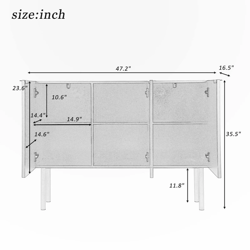 Luxury Style Sideboard with Gold Metal Legs