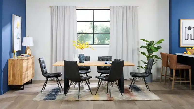 Oskar Dining Table, Acacia Wood & Metal, 79W - Natural & Black