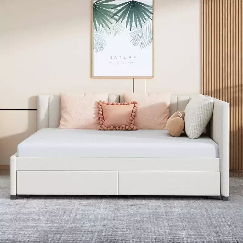 Merax Chic Full Size Upholstered Daybed with 2 Storage Drawers