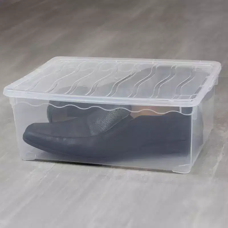 Basicwise Clear Shoe Storage Boxes with Lids - Stackable Plastic Organizer Bin for Closet, Sneaker Storage, Accessories - Shatterproof, Secure-Fit