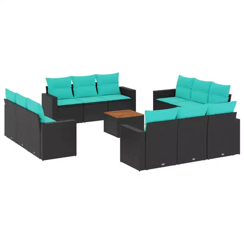 vidaXL 13 Piece Patio Sofa Set with Cushions Gray Poly Rattan