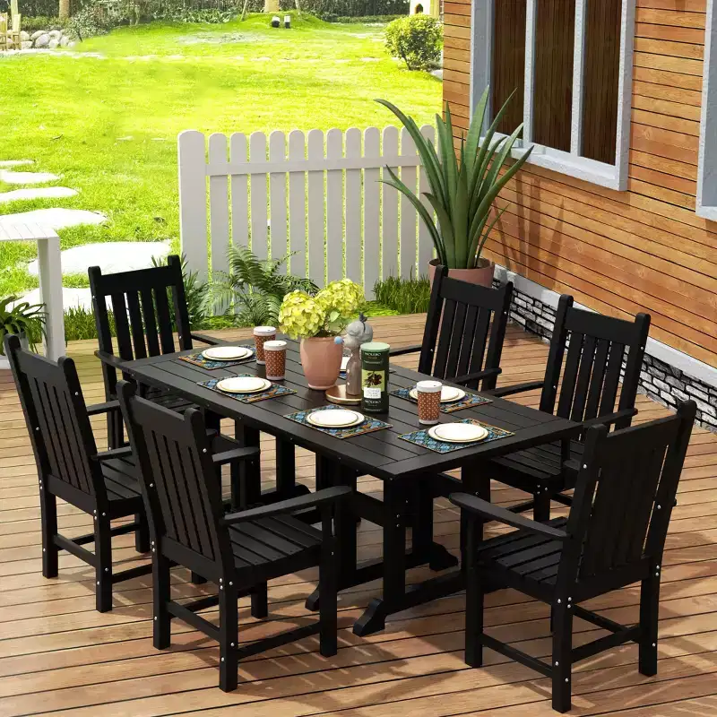 WestinTrends 7 Piece Outdoor Patio Dining Set Outdoor Table and Armchair Set