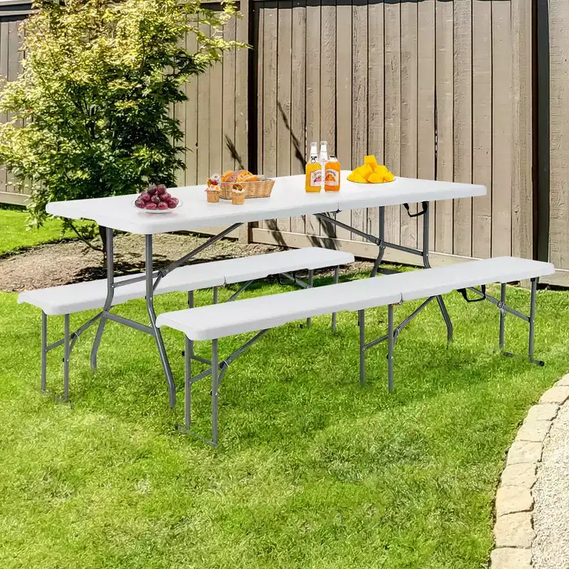 Costway 2PCS 6 FT Portable Folding Bench Outdoor Picnic Bench 550 lbs Limited for Dining