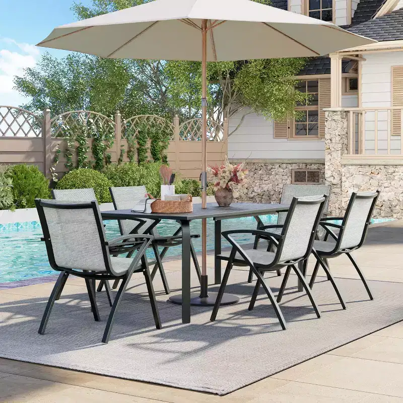 4-Pack Aluminum Patio Dining Chairs with Quick-Dry Textilene Mesh, Ergonomic Outdoor Seating for Poolside, Garden, Deck, and Commercial Use