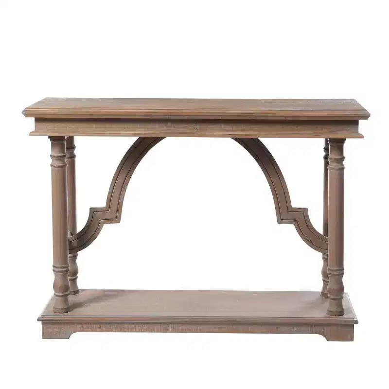 Wood Trestle Console Table with Arch Design Brown - StyleCraft: Entryway, Narrow Profile, Solid Wood