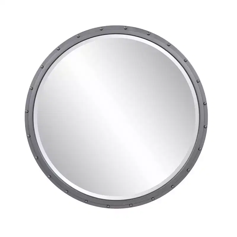 Metal Framed Industrial Mirror with Rivet Details