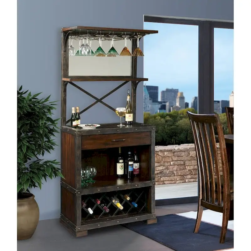 Howard Miller Red Mountain Vintage, Old World Style, Distressed Foyer Liquor or Wine Cabinet, Buffet Sideboard, or Media Cabinet