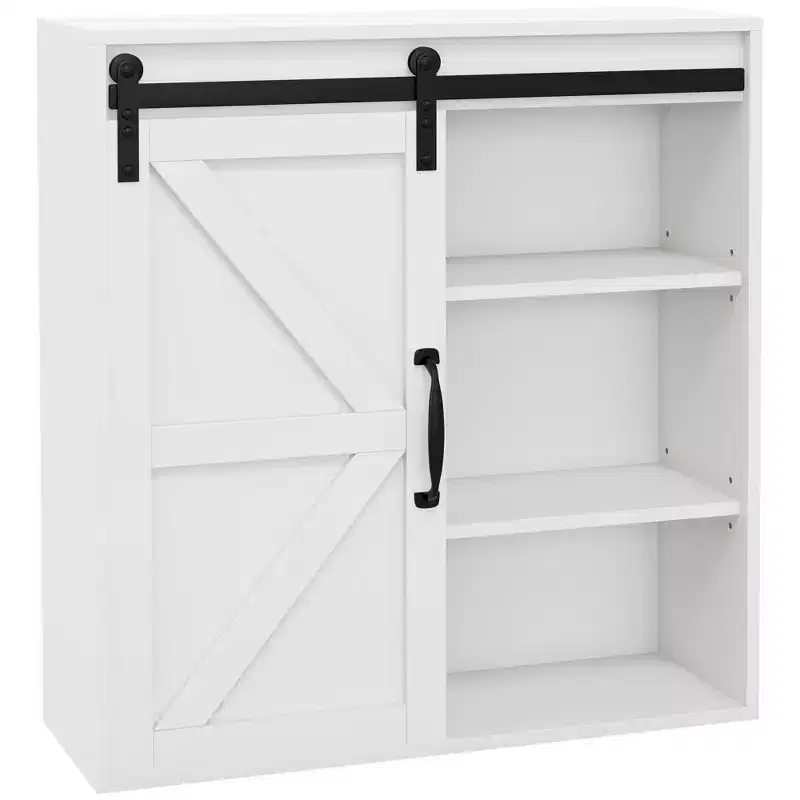 Wall-Mounted Bathroom Medicine Cabinet with Sliding Door & Adjustable Shelf
