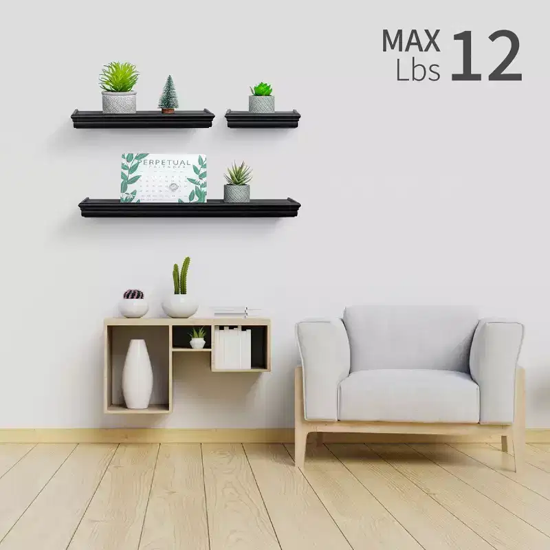 17.9 in Brown Wood Floating Wall Shelf with Invisible Bracket, Easy Install, 17.9x3.9x1.6 in