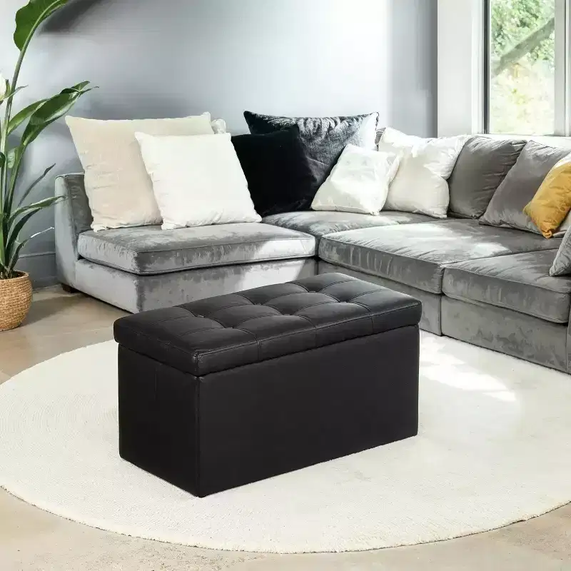 30 Storage Ottoman Bench, Ottoman with Storage, Leather Storage Bench, Hold up to 660lb for Living Room