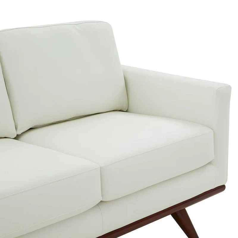 Chester Leather 3-Seater Sofa with Birch Wood Base Modern Living Room Couch with Removable Cushions - 83