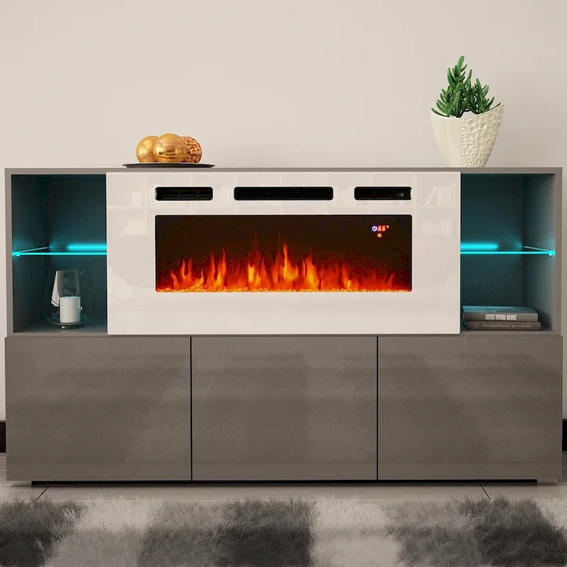 Komi WH03 63-inch Modern Electric Fireplace Sideboard