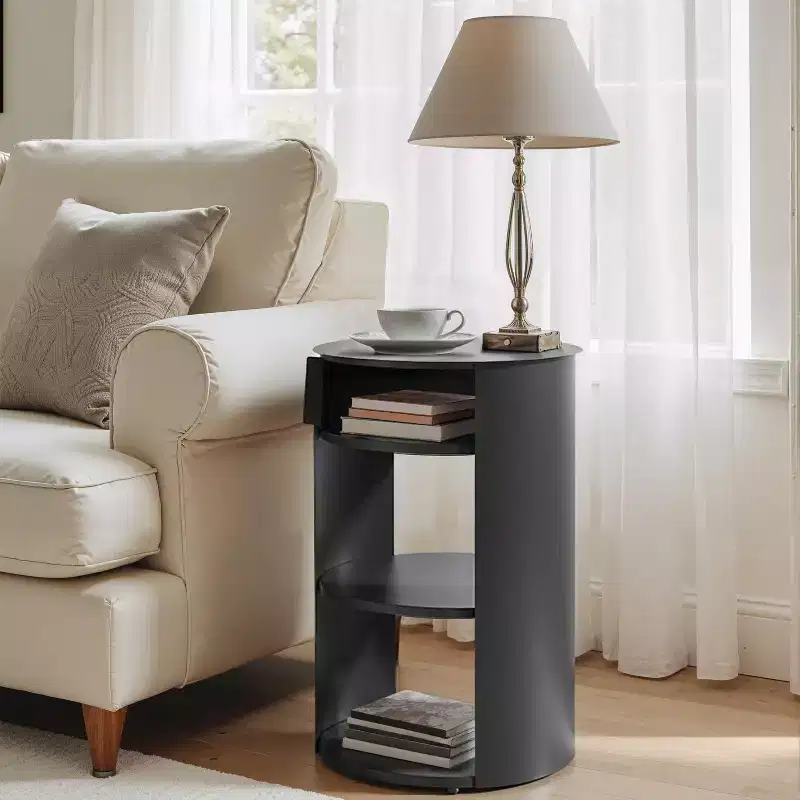Christopher Knight Home Alaric Modern 3-Tier Round Side Table with Sliding Door