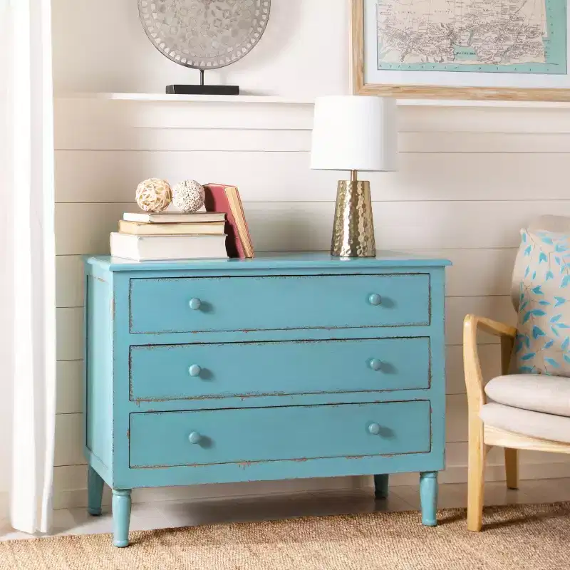 Talbot 3 Drawer Chest - AMH1517 - Distressed Blue - Safavieh Couture