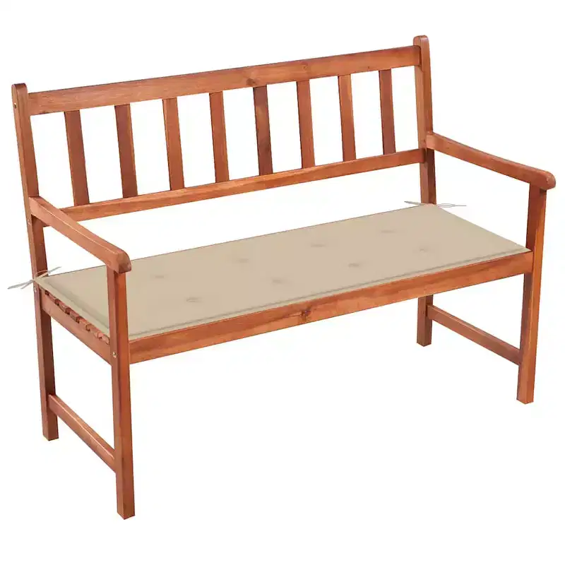 Garden Bench Beige, Brown Solid Acacia wood, 100% polyester fabric