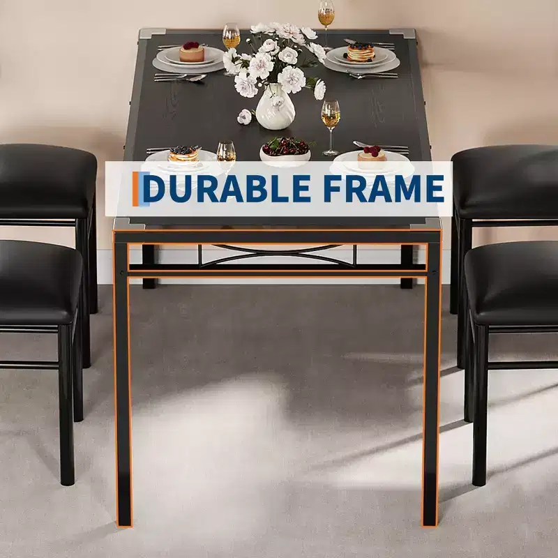 4-Person Dining Table Set with 2 Upholstered Chairs, Small Kitchen Table & Compact Bistro Set, Space-Saving Dining Furniture for Apartment