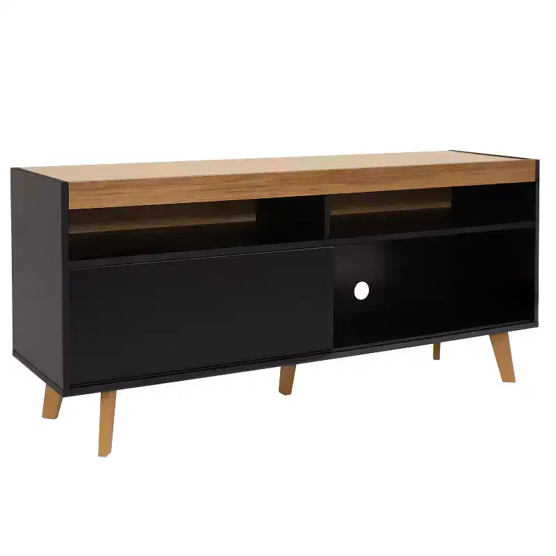 Sunnydaze Indoor Mid-Century Modern TV Stand Console with Storage Cabinet and Shelves for 58 TV