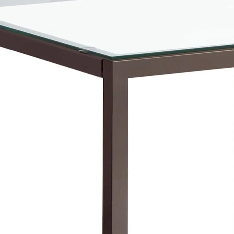 Glass Top End Table with Open Shelf – Nickel, Tubular Metal Frame, Modern Style, Single