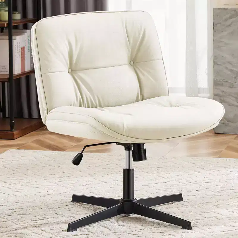 Modern Criss Cross Chair, Armless Design with Extra-Wide Seat, Height-Adjustable Swivel for Study and Reading Room